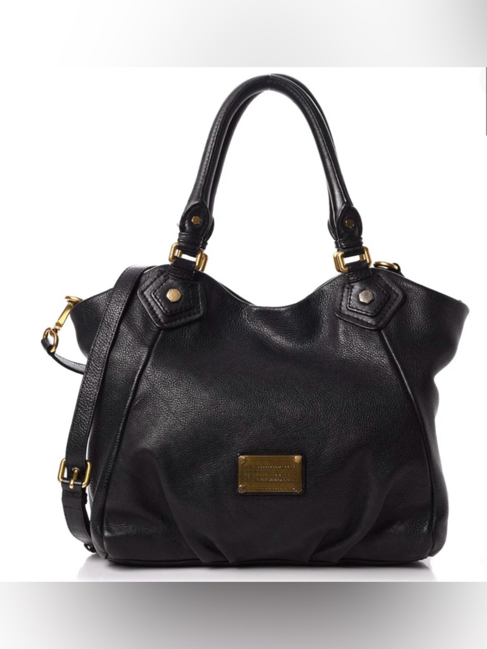 Marc by Marc Jacobs Black Pebbled Leather Shoulder Bag with Gold Hardware